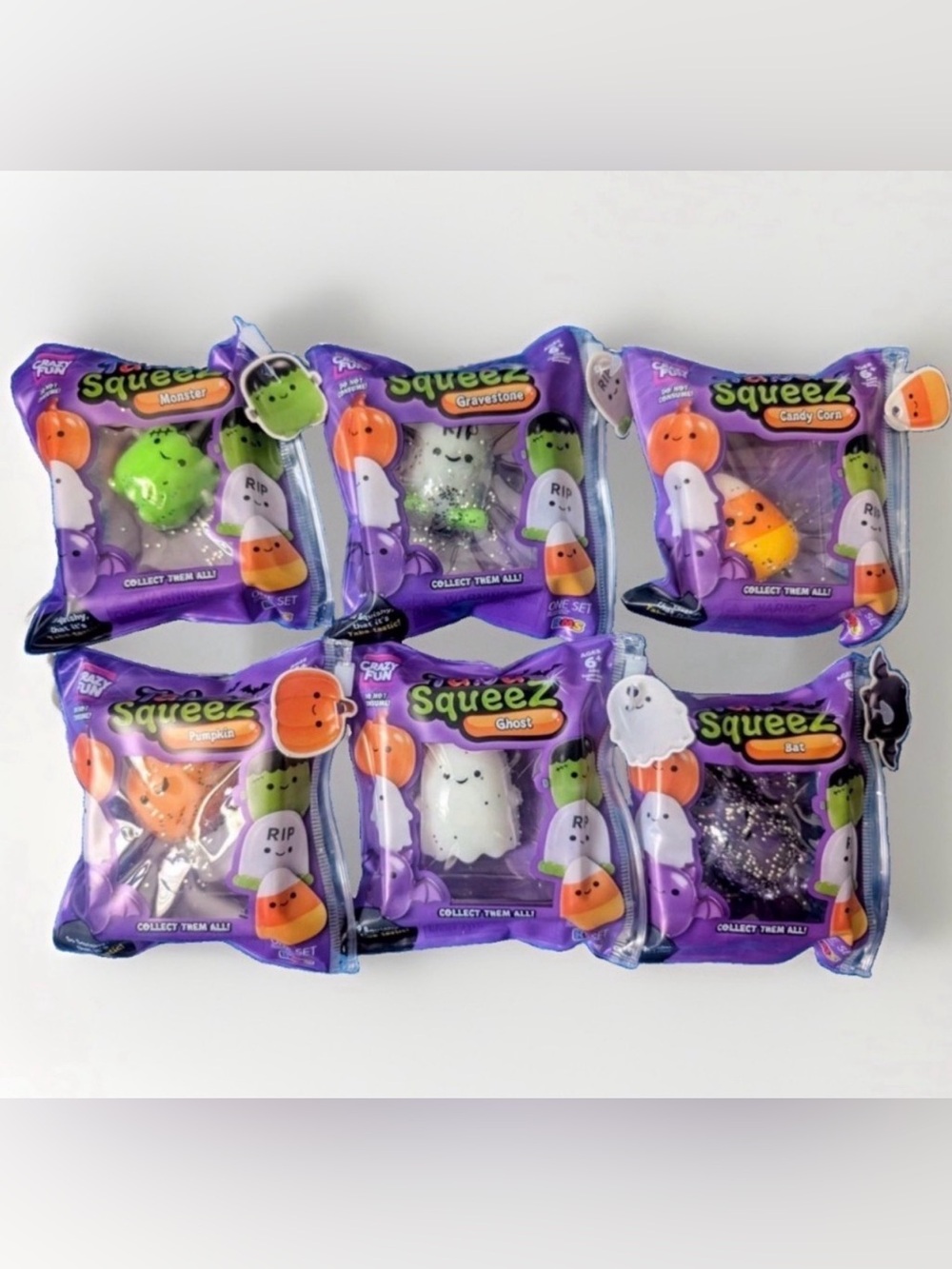 Crazy Fun Mini Taba Squeez 🎃 HALLOWEEN 👻 Squishy Toys Set~ Full Set of 6 NEW